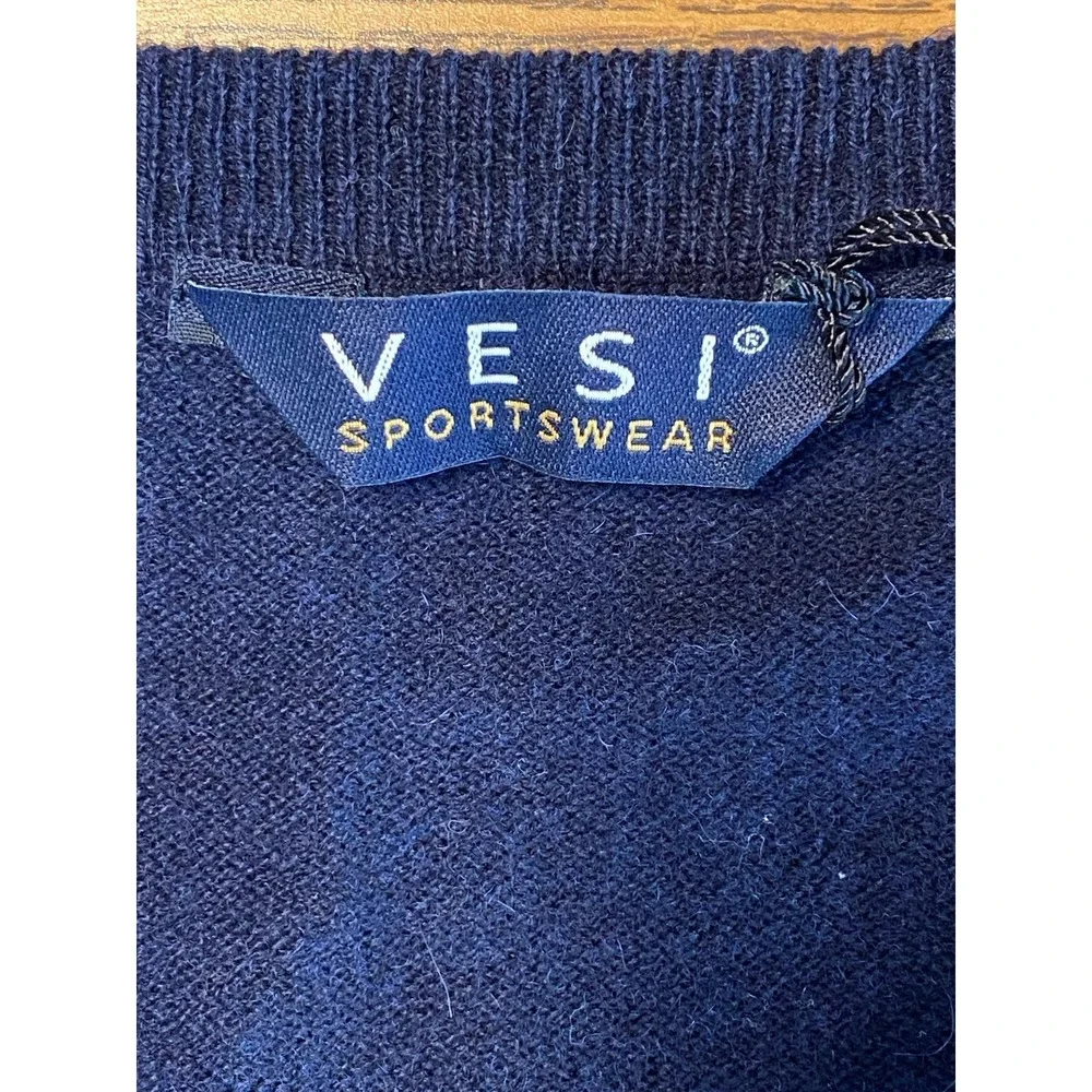West Virginia Mountaineers Sweater Mens Size XXL Blue V Neck Pullover Wool Blend